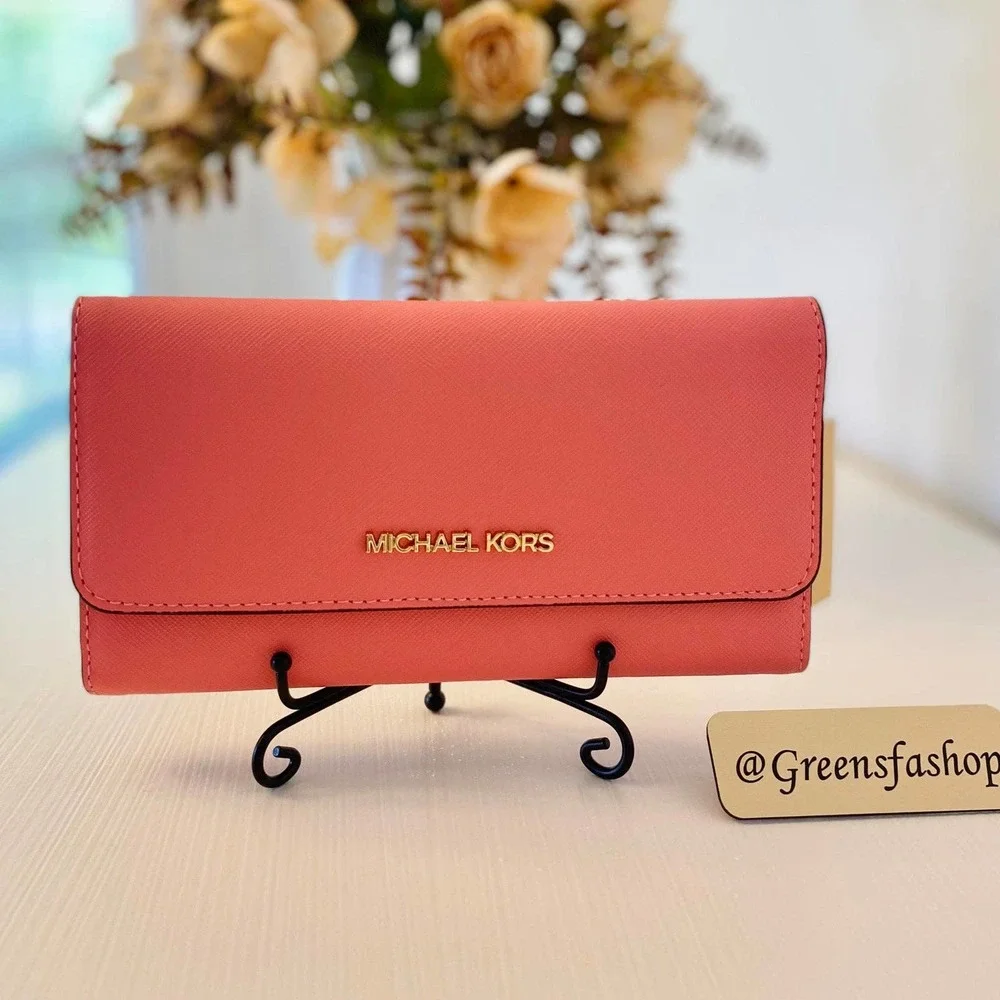 Michael Kors Large trifold leather wallet grapefruit